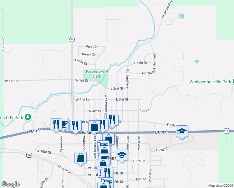 map of restaurants, bars, coffee shops, grocery stores, and more near 248 Church Avenue in Saint Charles