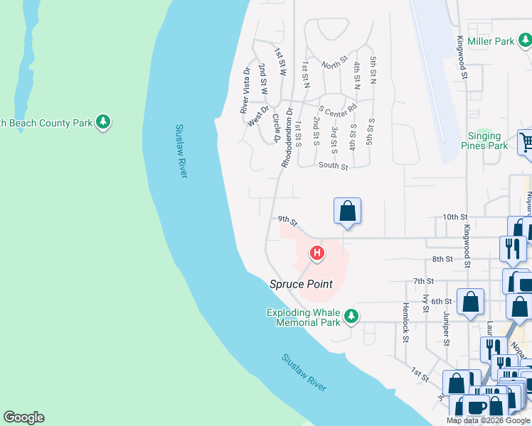 map of restaurants, bars, coffee shops, grocery stores, and more near 1025 Rhododendron Drive in Florence