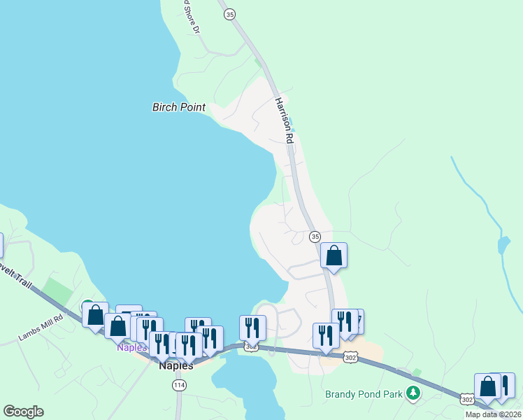 map of restaurants, bars, coffee shops, grocery stores, and more near 134 East Shore Beach Road in Naples