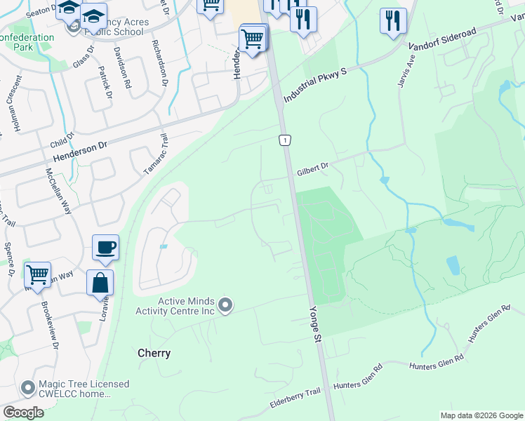 map of restaurants, bars, coffee shops, grocery stores, and more near 11 Phila Lane in Aurora