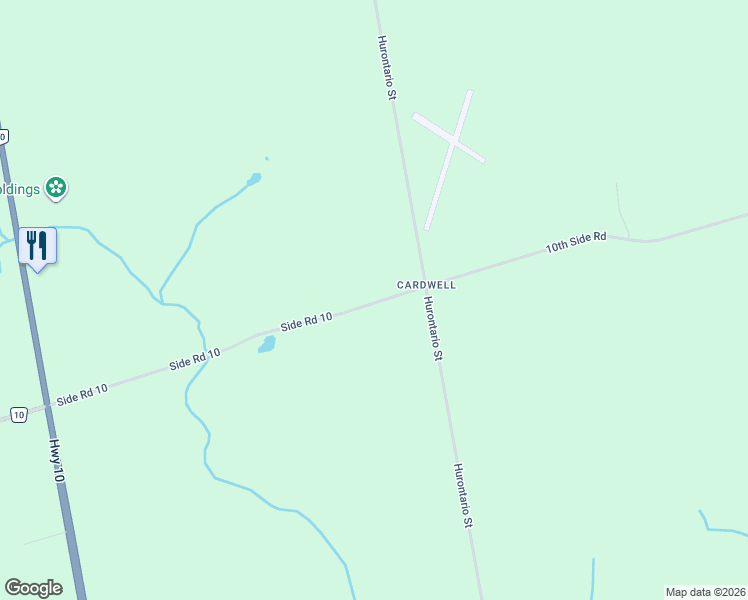 map of restaurants, bars, coffee shops, grocery stores, and more near 286399 10th Side Road in Orangeville