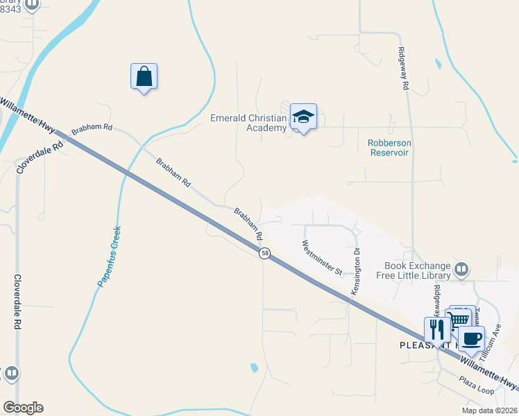 map of restaurants, bars, coffee shops, grocery stores, and more near 35495 Brabham Road in Pleasant Hill