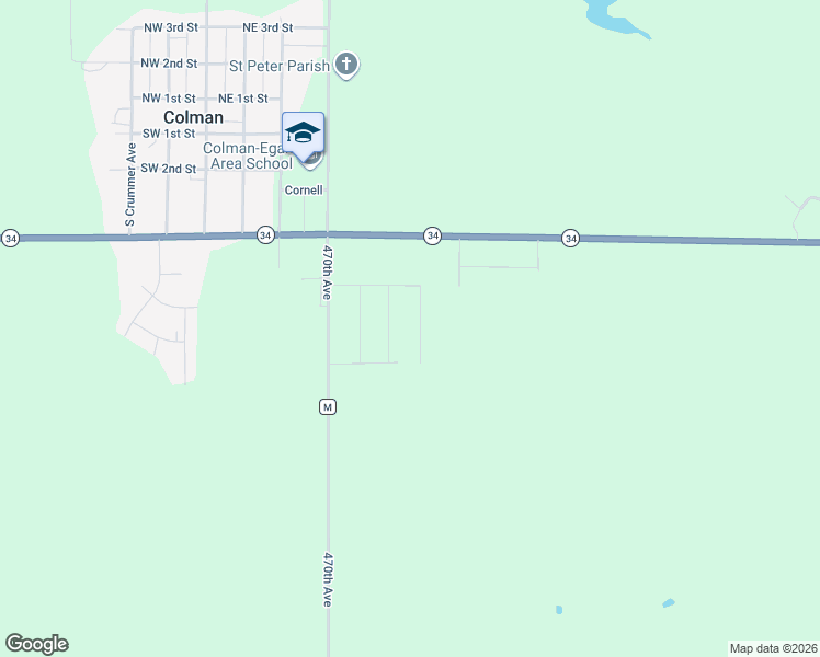 map of restaurants, bars, coffee shops, grocery stores, and more near 610 Discovery Street in Colman
