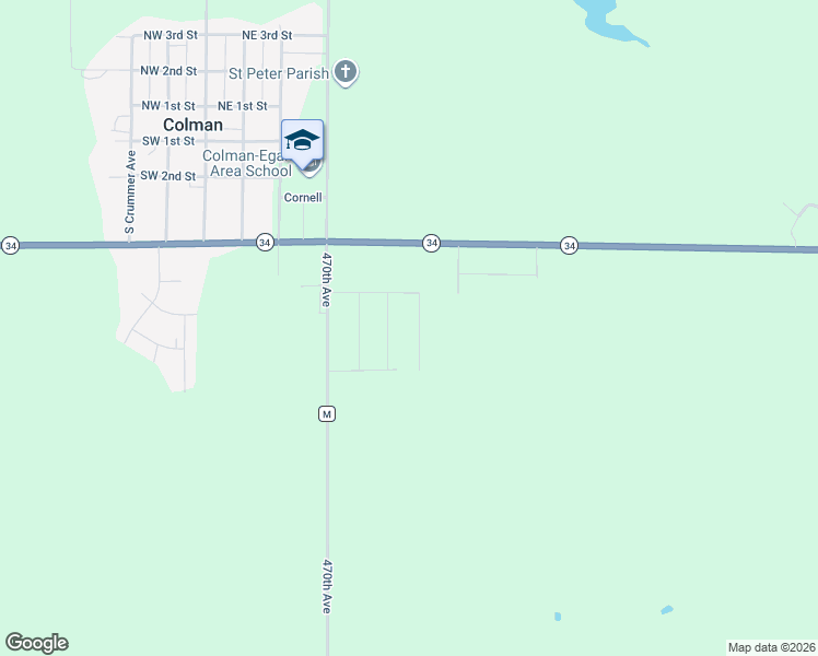 map of restaurants, bars, coffee shops, grocery stores, and more near 610 Discovery Street in Colman