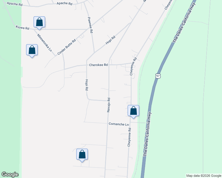 map of restaurants, bars, coffee shops, grocery stores, and more near 59956 Navajo Road in Bend