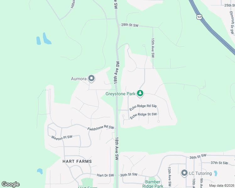 map of restaurants, bars, coffee shops, grocery stores, and more near 3121 Braemore Lane Southwest in Rochester
