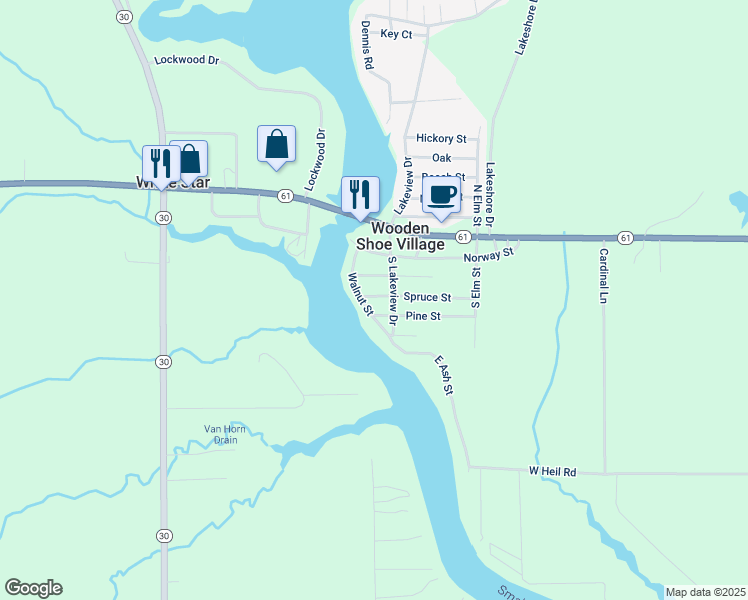 map of restaurants, bars, coffee shops, grocery stores, and more near 254 Spruce Street in Gladwin