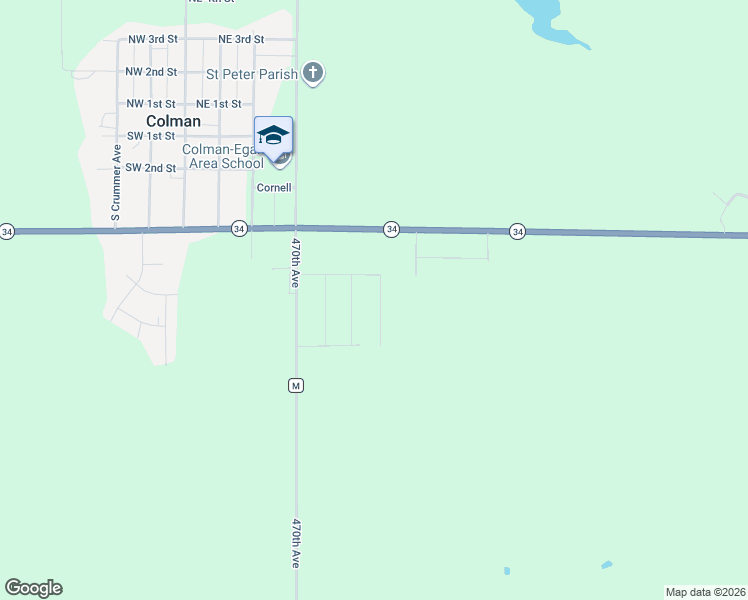 map of restaurants, bars, coffee shops, grocery stores, and more near 610 Discovery Street in Colman