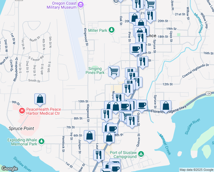 map of restaurants, bars, coffee shops, grocery stores, and more near 1438 12th Street in Florence