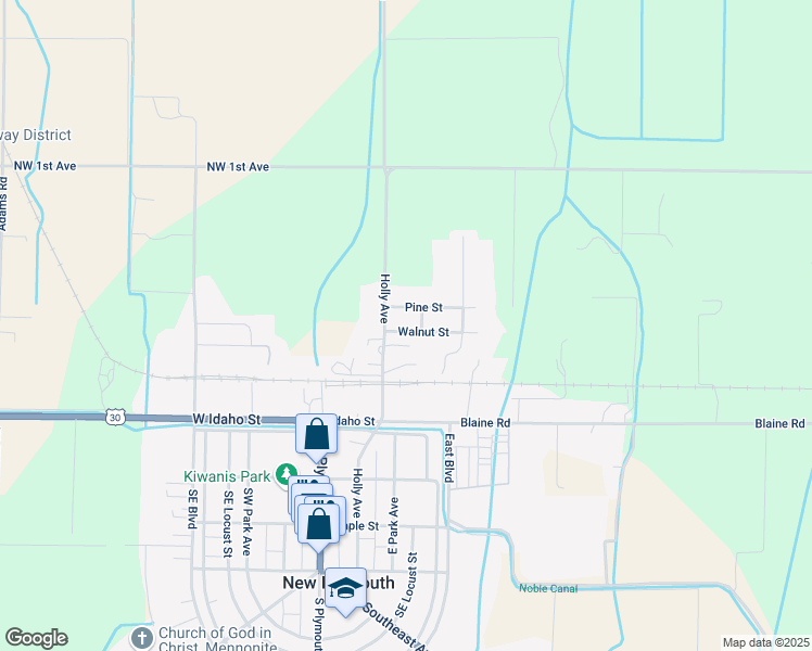 map of restaurants, bars, coffee shops, grocery stores, and more near 412 Holly Avenue in New Plymouth