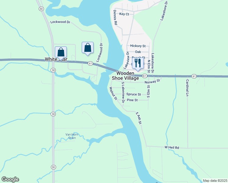 map of restaurants, bars, coffee shops, grocery stores, and more near 254 Spruce Street in Gladwin