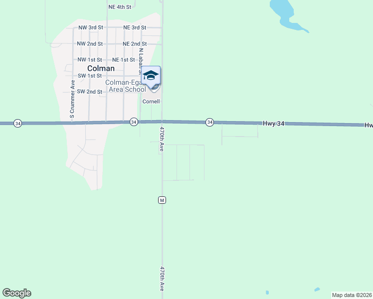 map of restaurants, bars, coffee shops, grocery stores, and more near 520 Discovery Street in Colman