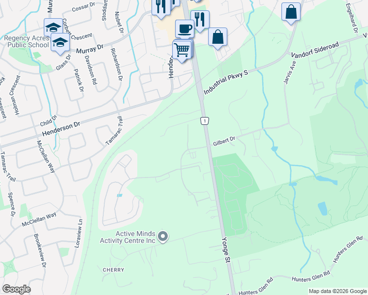 map of restaurants, bars, coffee shops, grocery stores, and more near 2 Cottonwood Hollow Court in Aurora