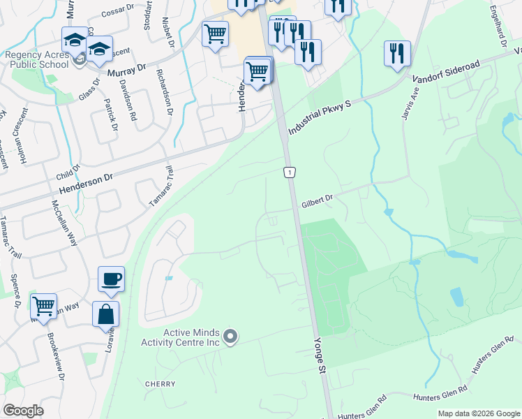 map of restaurants, bars, coffee shops, grocery stores, and more near 2 Cottonwood Hollow Court in Aurora