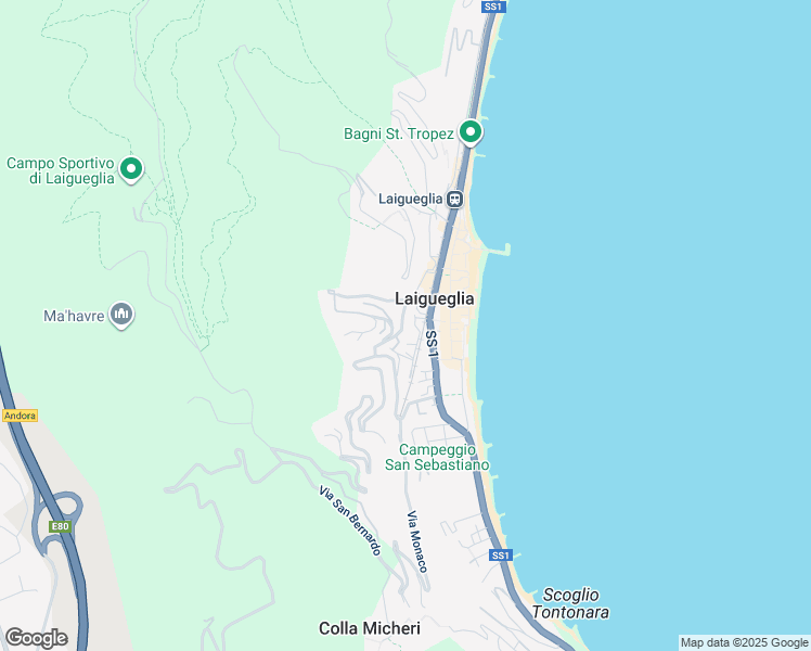 map of restaurants, bars, coffee shops, grocery stores, and more near 1 Via dei Cha in Laigueglia