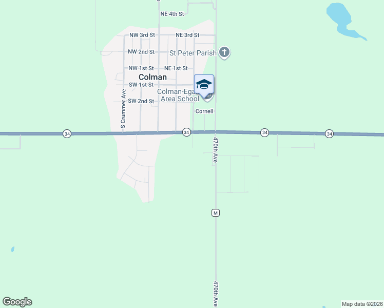 map of restaurants, bars, coffee shops, grocery stores, and more near 305 S Allen St in Colman