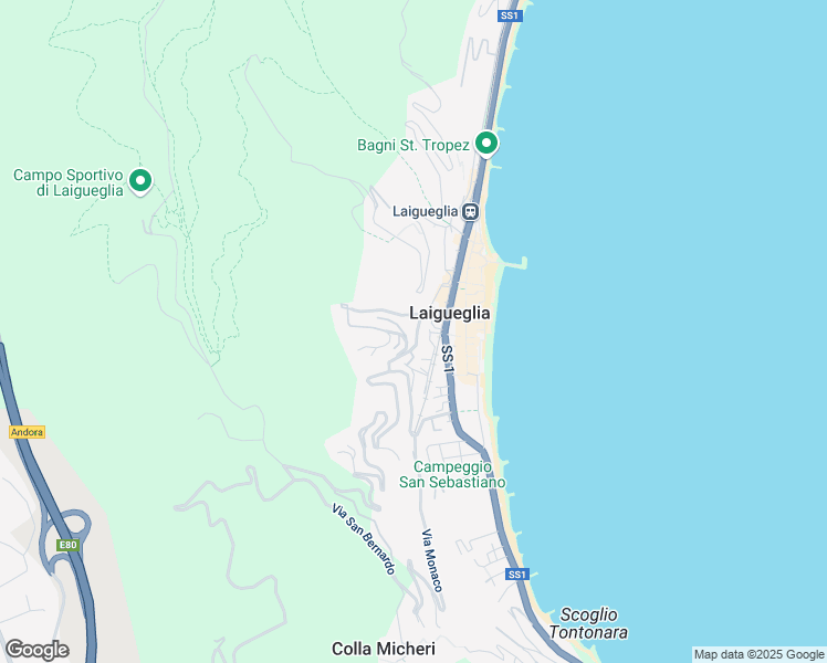map of restaurants, bars, coffee shops, grocery stores, and more near 3 Via del Carmine in Laigueglia