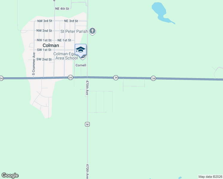map of restaurants, bars, coffee shops, grocery stores, and more near 614 Discovery Street in Colman
