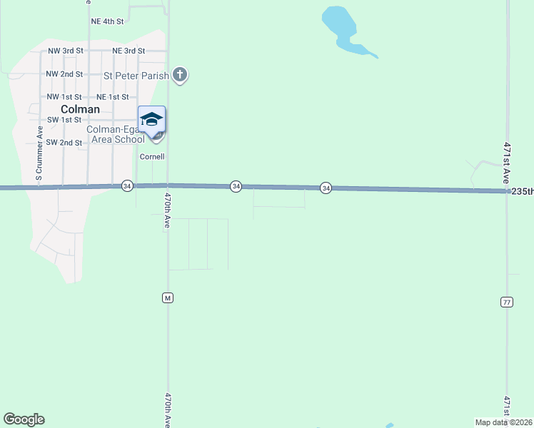 map of restaurants, bars, coffee shops, grocery stores, and more near 614 Discovery Street in Colman