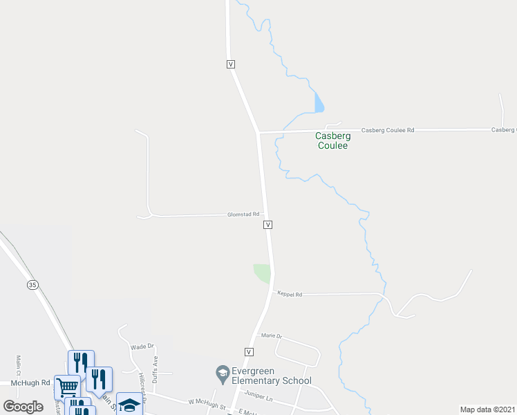 map of restaurants, bars, coffee shops, grocery stores, and more near 6976 Glomstad Road in Holmen