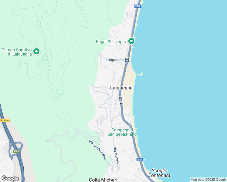 map of restaurants, bars, coffee shops, grocery stores, and more near 3 Via del Carmine in Laigueglia