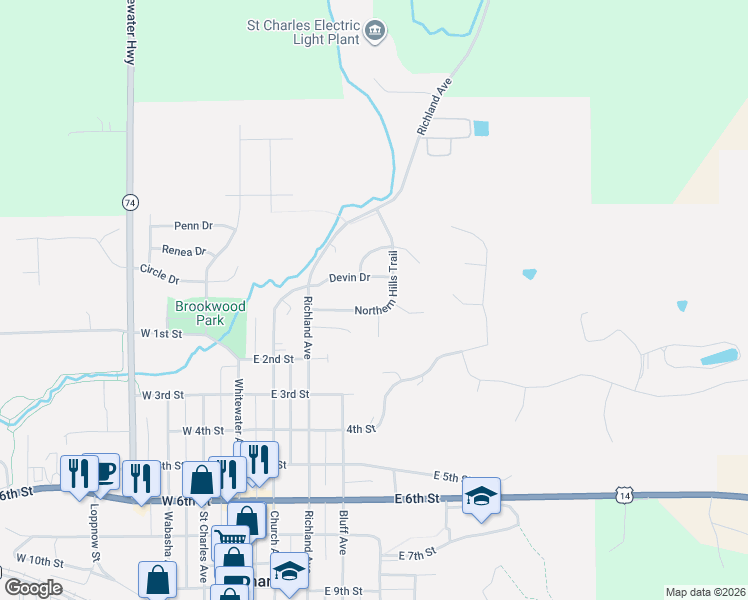 map of restaurants, bars, coffee shops, grocery stores, and more near 308 Northern Valley Drive in Saint Charles