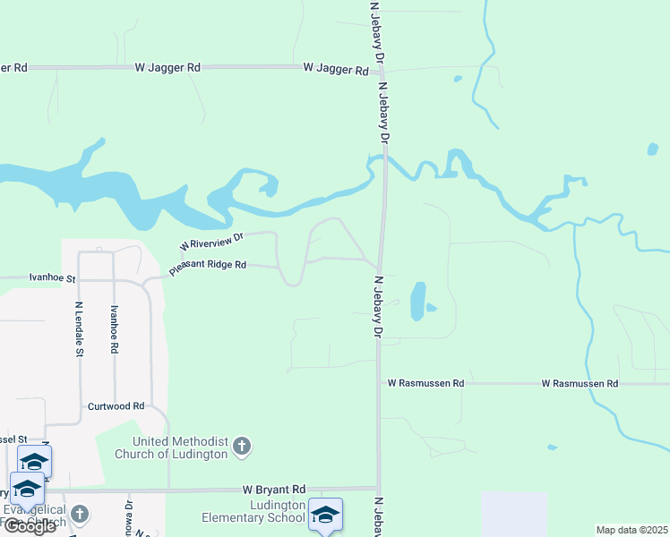 map of restaurants, bars, coffee shops, grocery stores, and more near 5679 Pleasant Ridge Road in Ludington