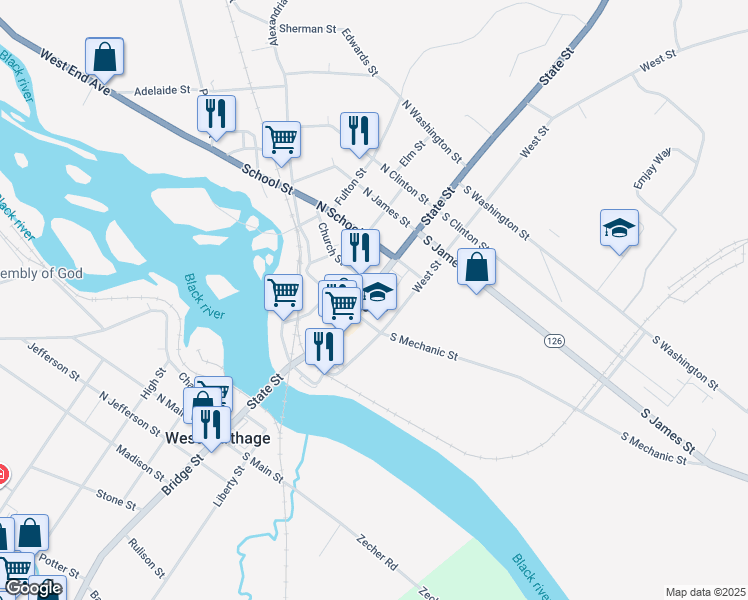 map of restaurants, bars, coffee shops, grocery stores, and more near in Carthage