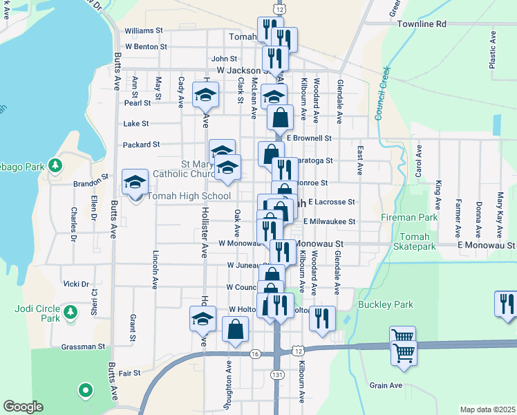 map of restaurants, bars, coffee shops, grocery stores, and more near 906 McLean Avenue in Tomah