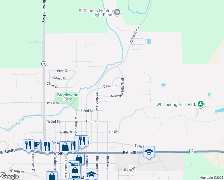 map of restaurants, bars, coffee shops, grocery stores, and more near 308 Northern Valley Drive in Saint Charles
