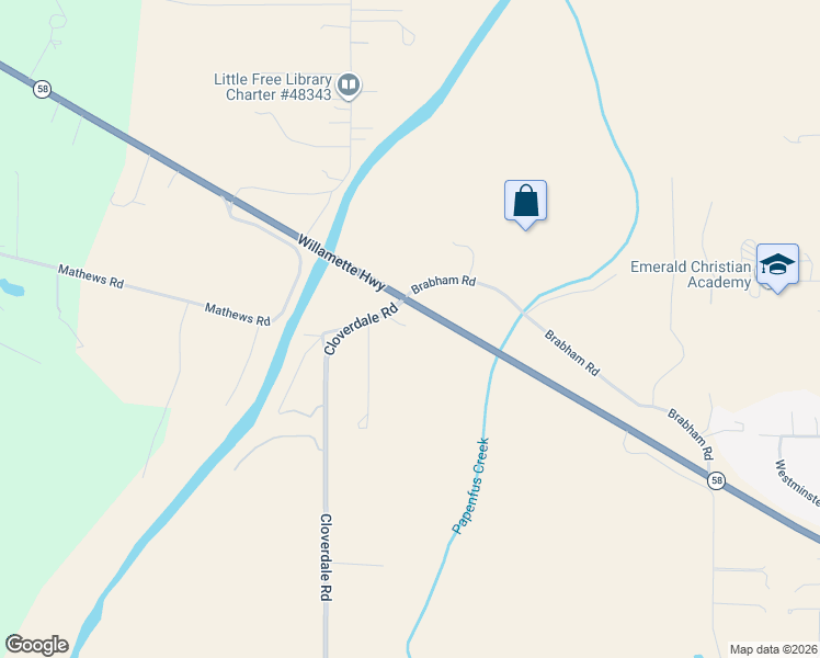 map of restaurants, bars, coffee shops, grocery stores, and more near 85255 Cloverdale Road in Creswell