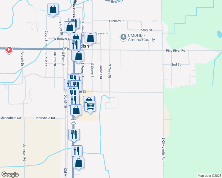 map of restaurants, bars, coffee shops, grocery stores, and more near 200 Elm Street in Standish