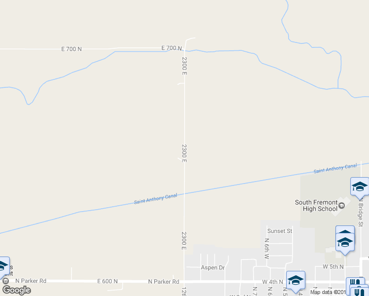 map of restaurants, bars, coffee shops, grocery stores, and more near 657 2300 East in Saint Anthony