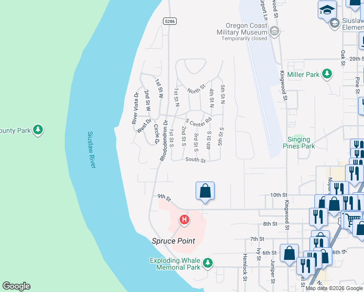 map of restaurants, bars, coffee shops, grocery stores, and more near 1339 Rhododendron Drive in Florence