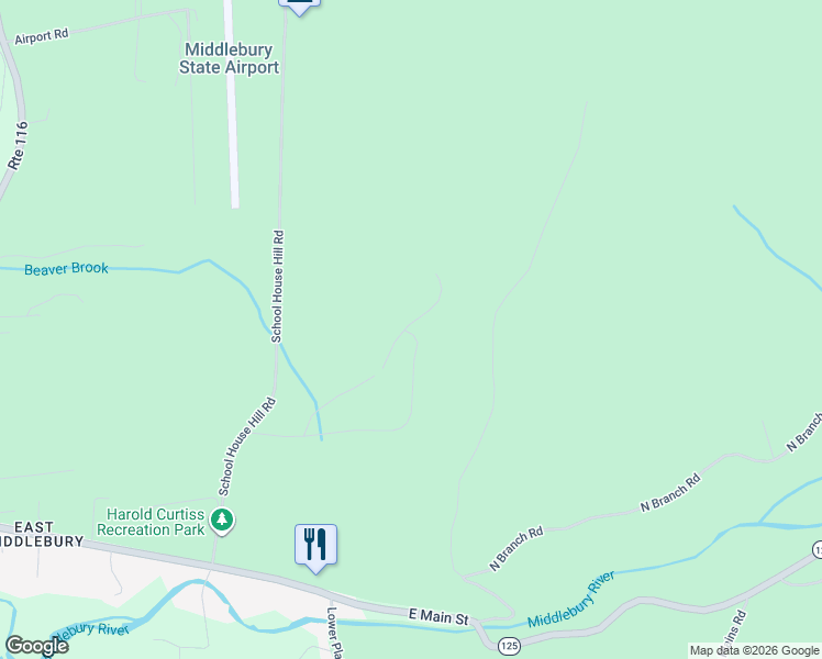 map of restaurants, bars, coffee shops, grocery stores, and more near 17 Forest Ridge Drive in Addison County