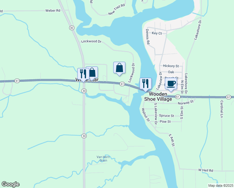map of restaurants, bars, coffee shops, grocery stores, and more near 210 Michigan 61 in Gladwin