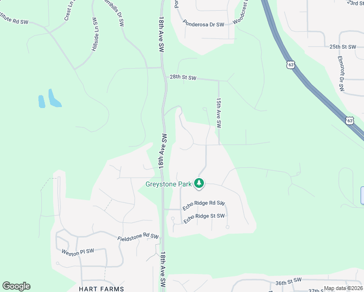 map of restaurants, bars, coffee shops, grocery stores, and more near 2965 Monarch Lane Southwest in Rochester