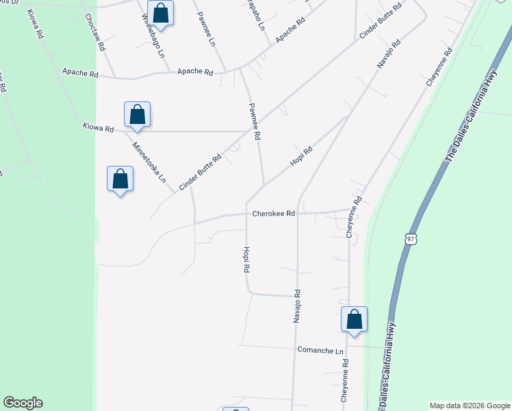 map of restaurants, bars, coffee shops, grocery stores, and more near 19406 Cherokee Road in Bend