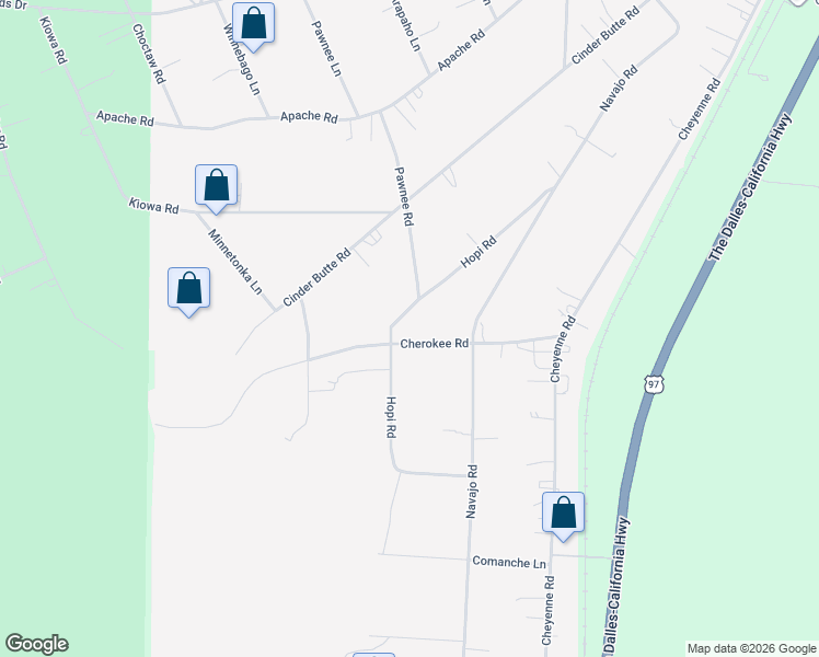 map of restaurants, bars, coffee shops, grocery stores, and more near 19406 Cherokee Road in Bend