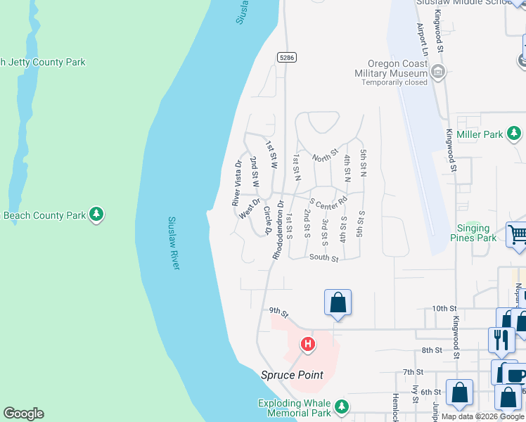 map of restaurants, bars, coffee shops, grocery stores, and more near 1601 Circle Drive in Florence
