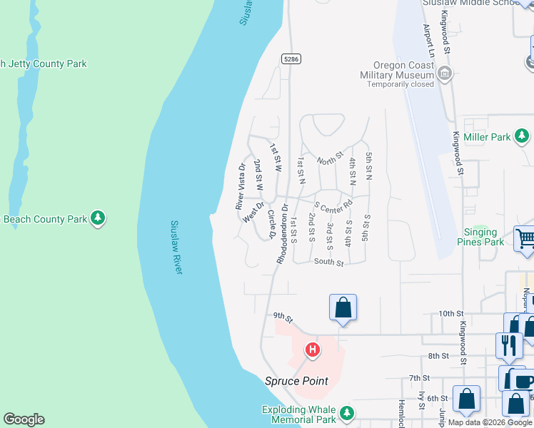 map of restaurants, bars, coffee shops, grocery stores, and more near 1601 Circle Drive in Florence