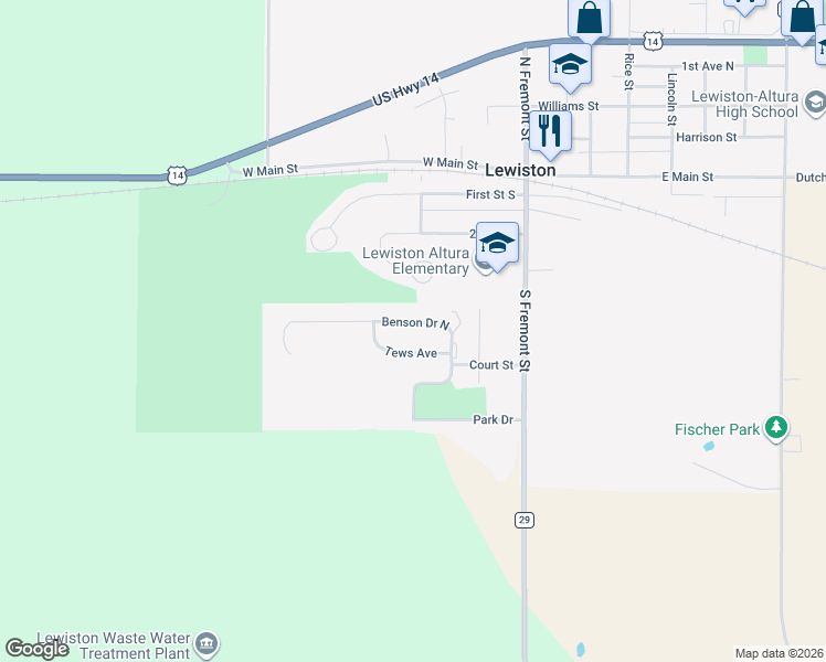 map of restaurants, bars, coffee shops, grocery stores, and more near 85 Benson Drive in Lewiston
