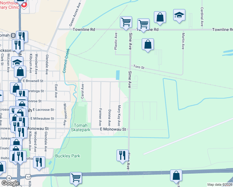 map of restaurants, bars, coffee shops, grocery stores, and more near 703 Mary Kay Avenue in Tomah