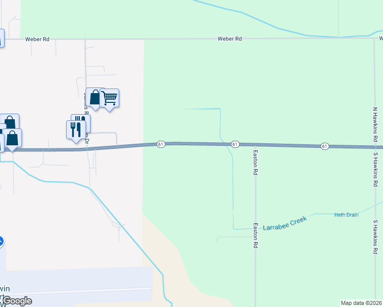map of restaurants, bars, coffee shops, grocery stores, and more near 2465 Highway 61 in Gladwin