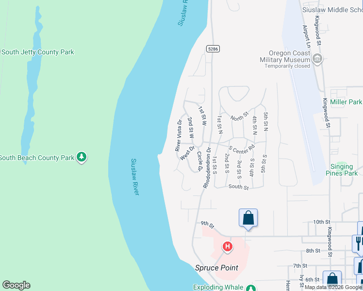 map of restaurants, bars, coffee shops, grocery stores, and more near 1601 Circle Drive in Florence