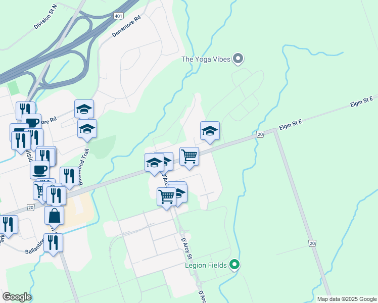 map of restaurants, bars, coffee shops, grocery stores, and more near 328 Elgin Street East in Cobourg