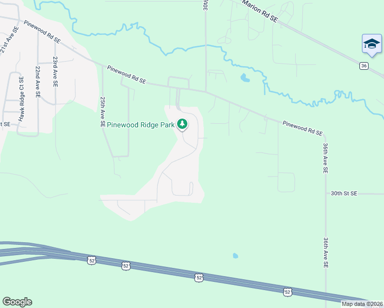 map of restaurants, bars, coffee shops, grocery stores, and more near 2844 Pinewood Ridge Drive Southeast in Rochester