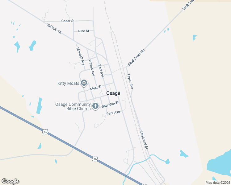 map of restaurants, bars, coffee shops, grocery stores, and more near Old US Highway 16 in Osage