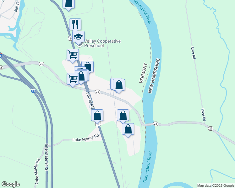 map of restaurants, bars, coffee shops, grocery stores, and more near 286 Waits River Road in Orange County