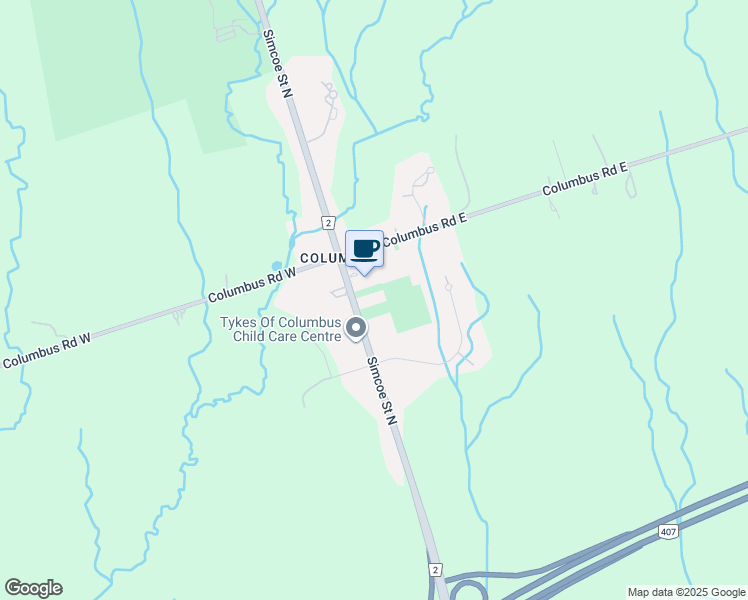 map of restaurants, bars, coffee shops, grocery stores, and more near 3285 Simcoe Street North in Oshawa